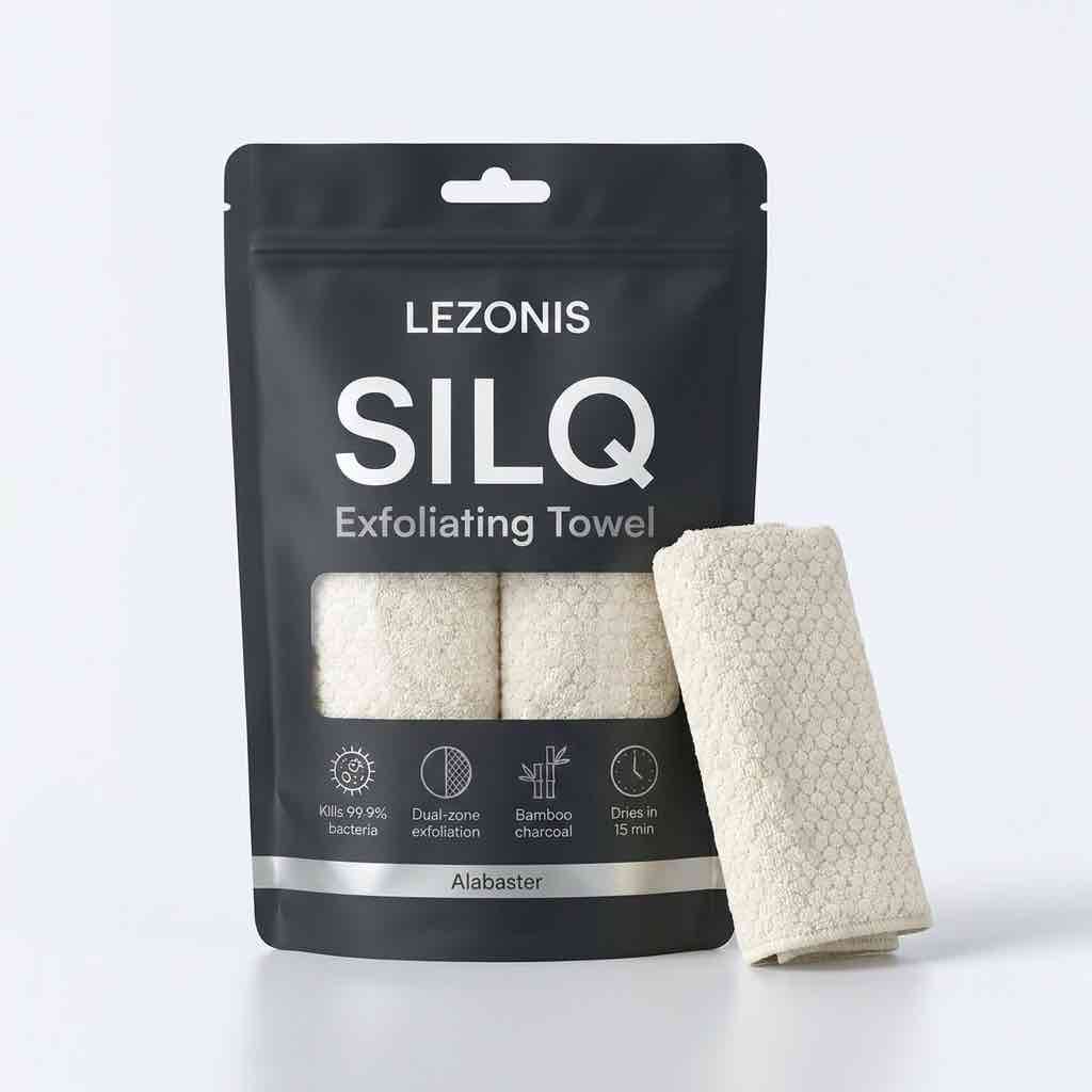 LEZONIS Silq™ Exfoliating Antibacterial Shower Towel