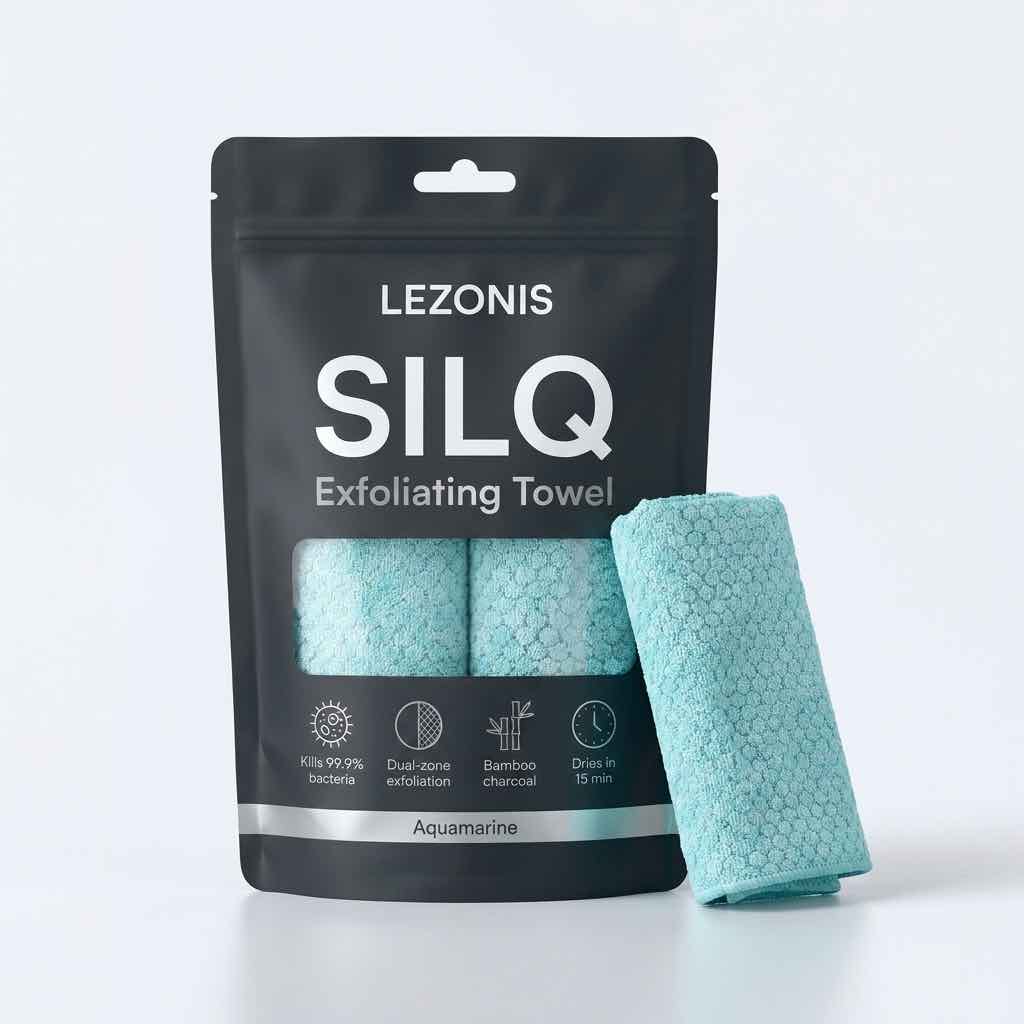 LEZONIS Silq™ Exfoliating Antibacterial Shower Towel